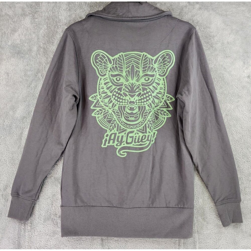 Ay Guey Jacket Mens Medium Gray Mexico Green Jaguar Casual Full Zip Sweatshirt